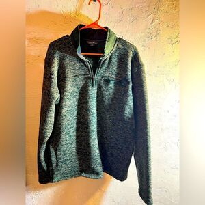 Men's Eddie Bauer Green Sweater 1/4 zip sweater jacket, olive green, size LG